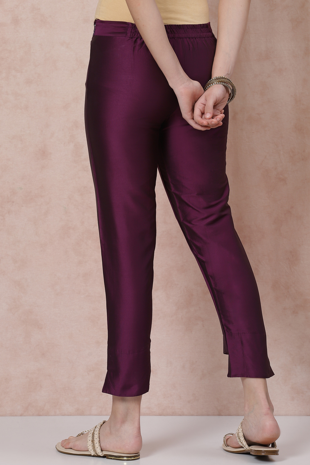 Purple Poly Cotton Slim Pants image number 4